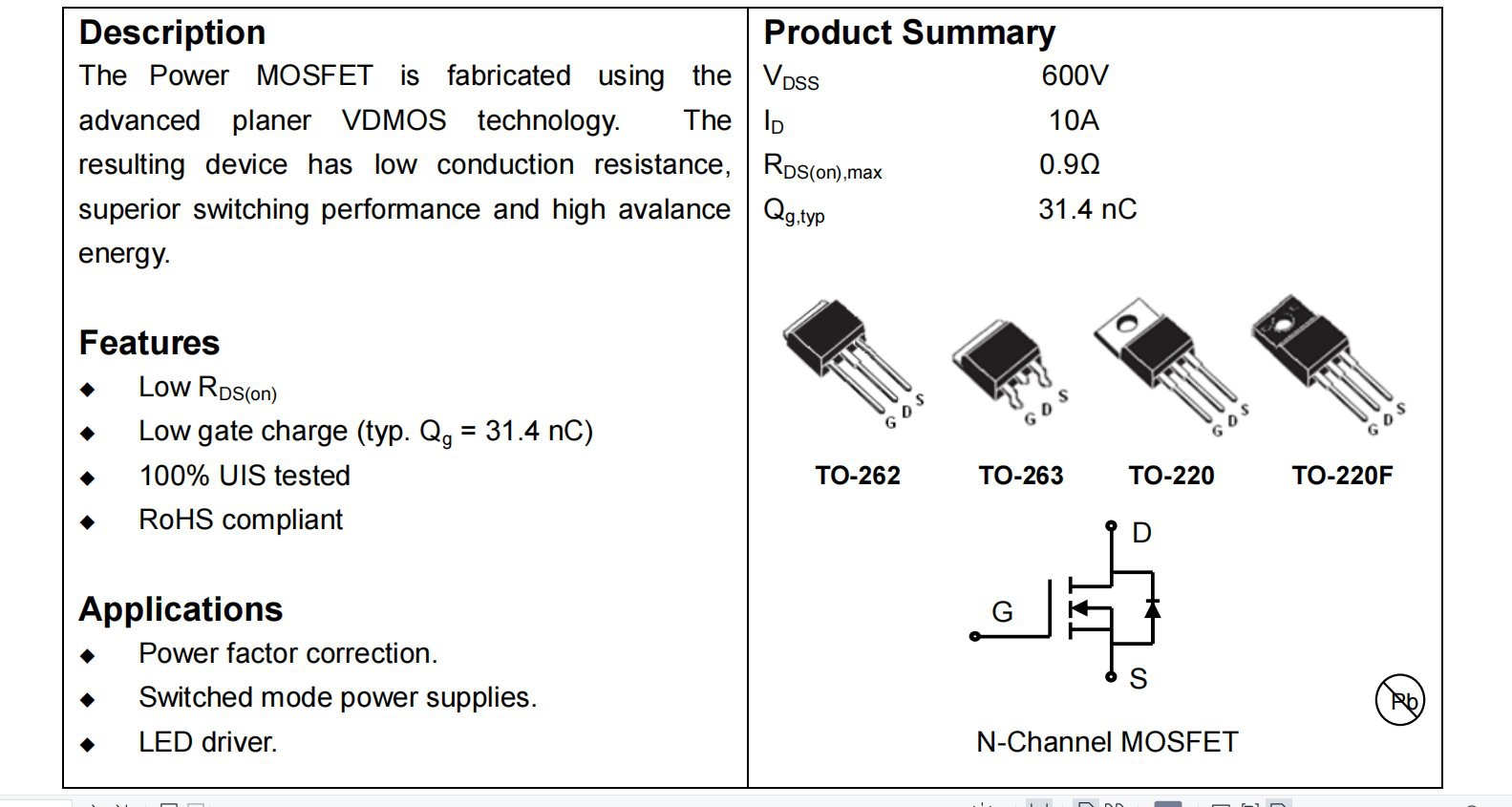 MOSFET 10N60: Key Features and Benefits Explained